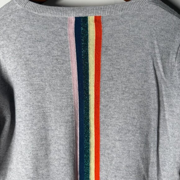 Needle Anthropologie Cashmere Crew Neck Sweater w/ Varsity Multicolor Stripe L - Picture 5 of 10
